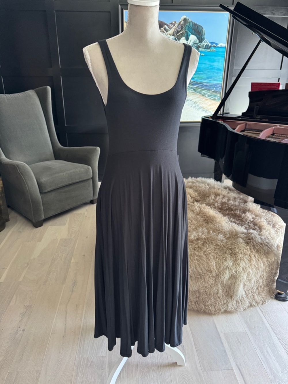 Athleta Black Scoop-Neck Midi Dress
